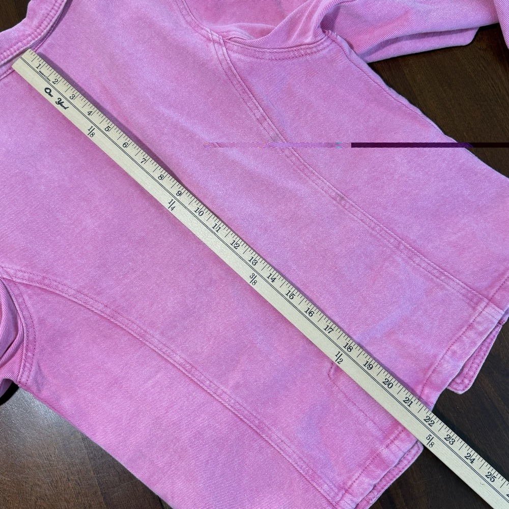 Savanna Jane Womens Pink Denim Double Breasted Blazer Jacket Size M Puff Sleeve - Picture 12 of 12